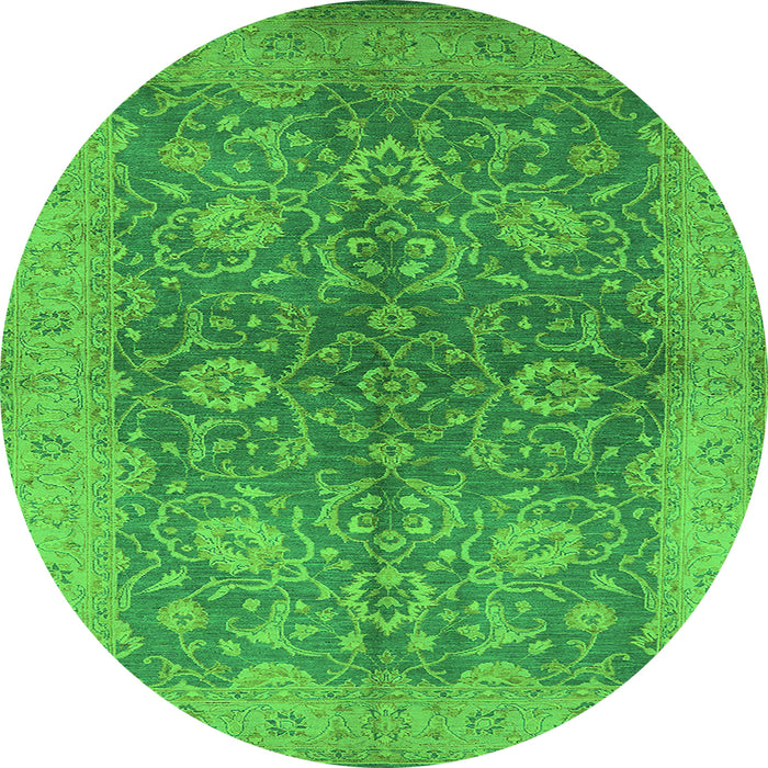 Round Oriental Green Industrial Rug, urb1133grn