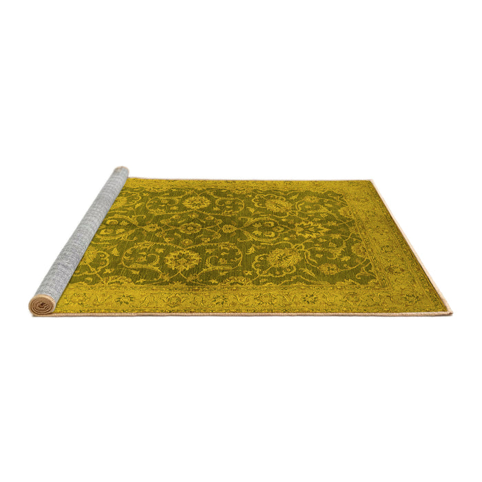 Sideview of Machine Washable Oriental Yellow Industrial Rug, wshurb1133yw