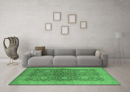 Machine Washable Oriental Emerald Green Industrial Area Rugs in a Living Room,, wshurb1133emgrn