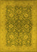 Machine Washable Oriental Yellow Industrial Rug, wshurb1133yw