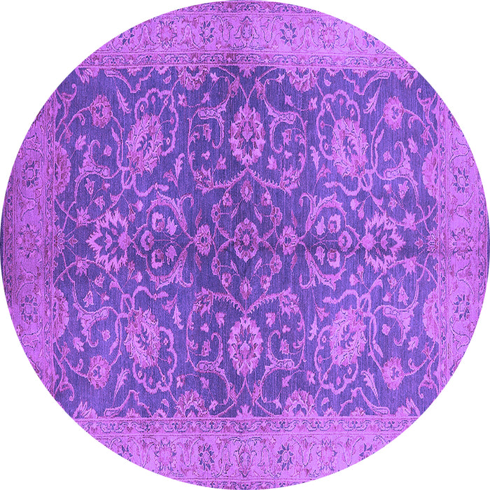 Round Oriental Purple Industrial Rug, urb1133pur