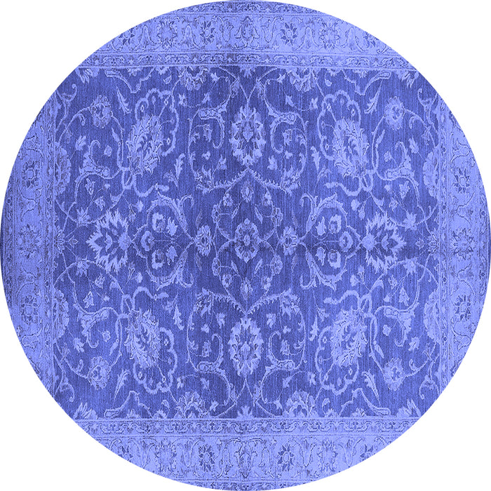 Round Oriental Blue Industrial Rug, urb1133blu
