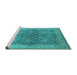 Sideview of Machine Washable Oriental Turquoise Industrial Area Rugs, wshurb1133turq