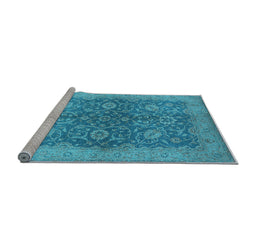 Sideview of Machine Washable Oriental Light Blue Industrial Rug, wshurb1133lblu
