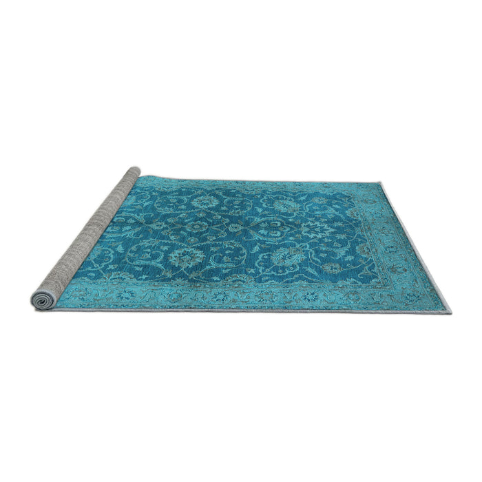 Sideview of Machine Washable Oriental Light Blue Industrial Rug, wshurb1133lblu