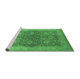 Sideview of Machine Washable Oriental Emerald Green Industrial Area Rugs, wshurb1133emgrn