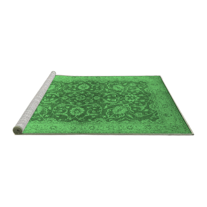 Sideview of Machine Washable Oriental Emerald Green Industrial Area Rugs, wshurb1133emgrn