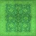 Square Machine Washable Oriental Green Industrial Area Rugs, wshurb1133grn