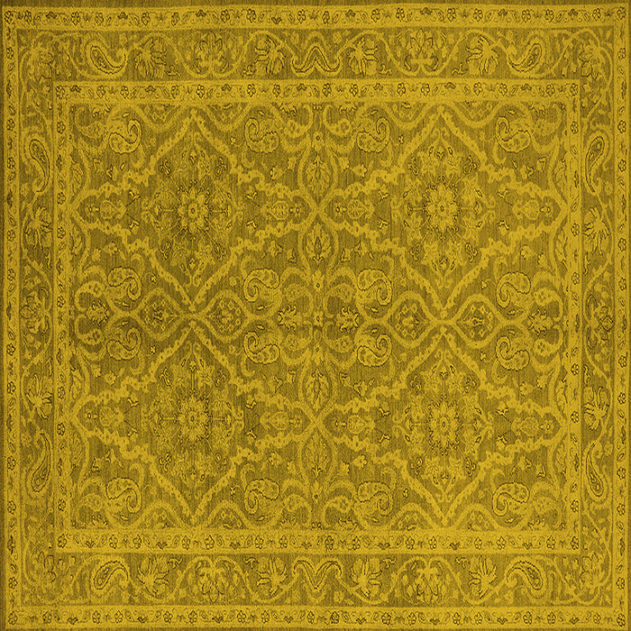 Square Machine Washable Oriental Yellow Industrial Rug, wshurb1134yw