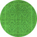 Round Oriental Green Industrial Rug, urb1134grn