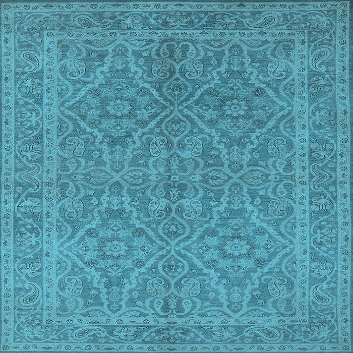 Square Machine Washable Oriental Light Blue Industrial Rug, wshurb1134lblu