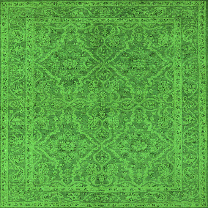 Square Oriental Green Industrial Rug, urb1134grn
