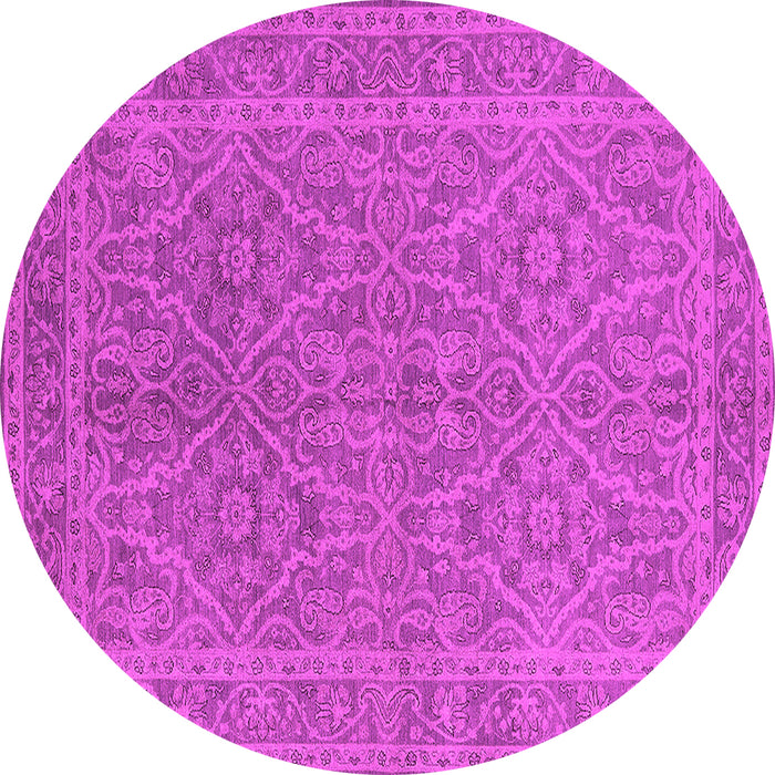 Round Machine Washable Oriental Pink Industrial Rug, wshurb1134pnk