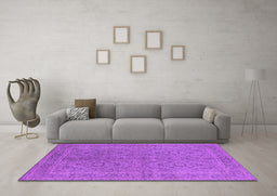 Machine Washable Oriental Purple Industrial Area Rugs in a Living Room, wshurb1134pur