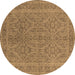 Round Machine Washable Oriental Brown Industrial Rug, wshurb1134brn