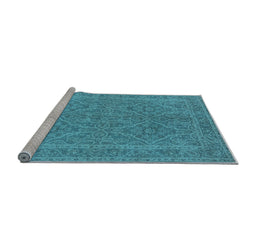 Sideview of Machine Washable Oriental Light Blue Industrial Rug, wshurb1134lblu