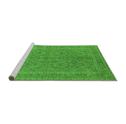 Sideview of Machine Washable Oriental Green Industrial Area Rugs, wshurb1134grn