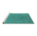 Sideview of Machine Washable Oriental Turquoise Industrial Area Rugs, wshurb1134turq