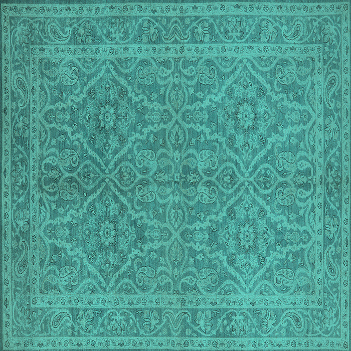 Square Oriental Turquoise Industrial Rug, urb1134turq