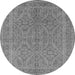 Round Machine Washable Oriental Gray Industrial Rug, wshurb1134gry