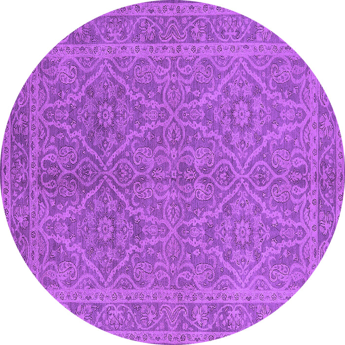 Round Machine Washable Oriental Purple Industrial Area Rugs, wshurb1134pur