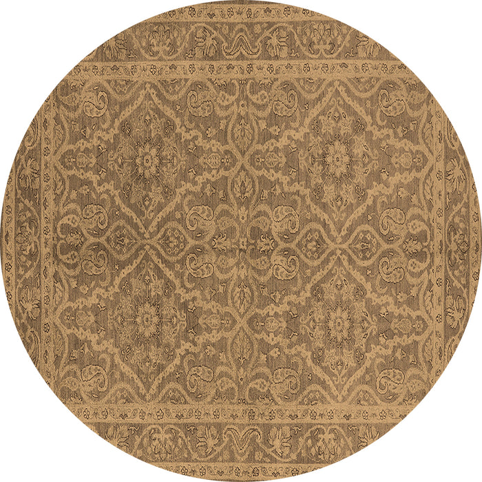 Round Oriental Brown Industrial Rug, urb1134brn