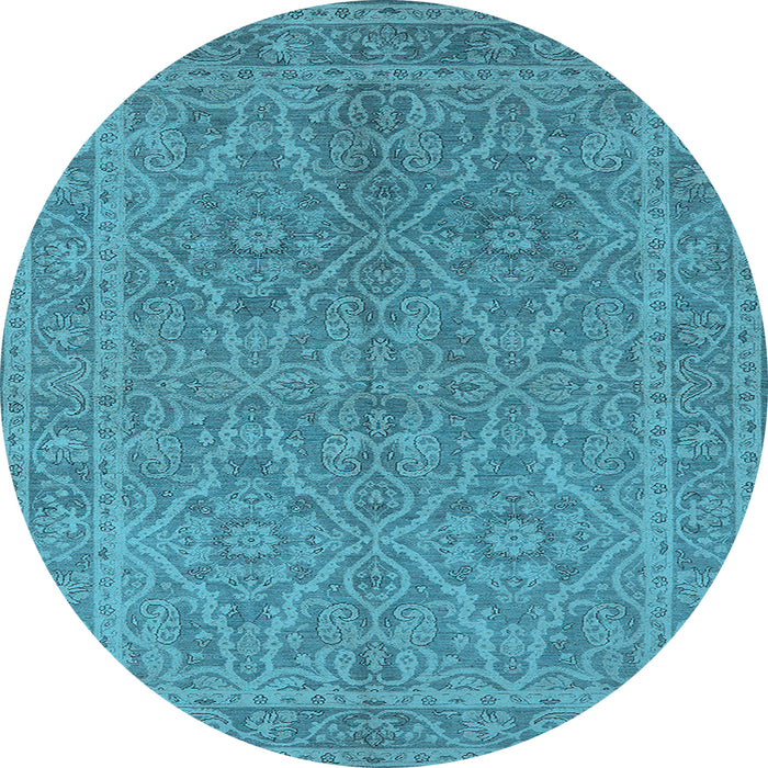 Round Oriental Light Blue Industrial Rug, urb1134lblu