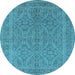 Round Oriental Light Blue Industrial Rug, urb1134lblu