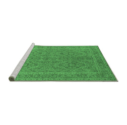 Sideview of Machine Washable Oriental Emerald Green Industrial Area Rugs, wshurb1134emgrn