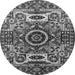 Round Oriental Gray Industrial Rug, urb1135gry