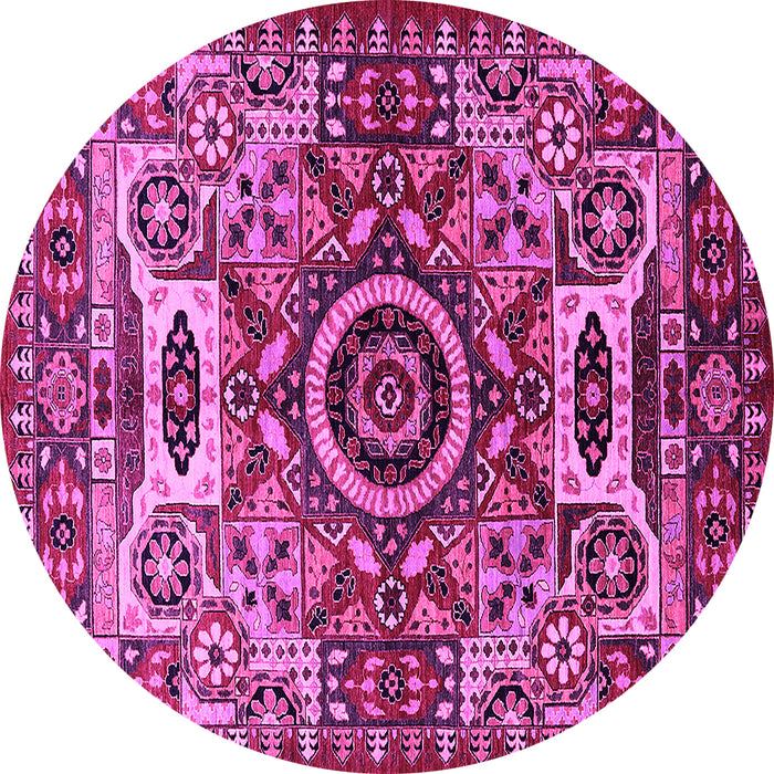 Round Oriental Pink Industrial Rug, urb1135pnk