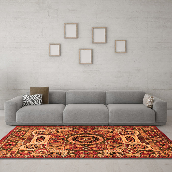 Machine Washable Oriental Orange Industrial Area Rugs in a Living Room, wshurb1135org