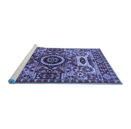 Sideview of Machine Washable Oriental Blue Industrial Rug, wshurb1135blu