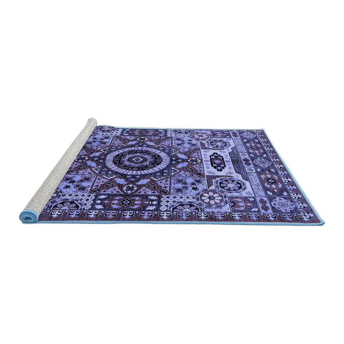 Sideview of Machine Washable Oriental Blue Industrial Rug, wshurb1135blu
