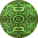 Round Machine Washable Oriental Green Industrial Area Rugs, wshurb1135grn