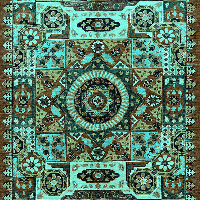 Machine Washable Oriental Turquoise Industrial Area Rugs, wshurb1135turq