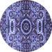 Round Oriental Blue Industrial Rug, urb1135blu