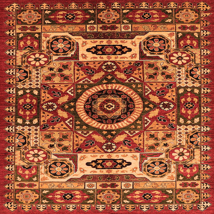 Square Oriental Orange Industrial Rug, urb1135org