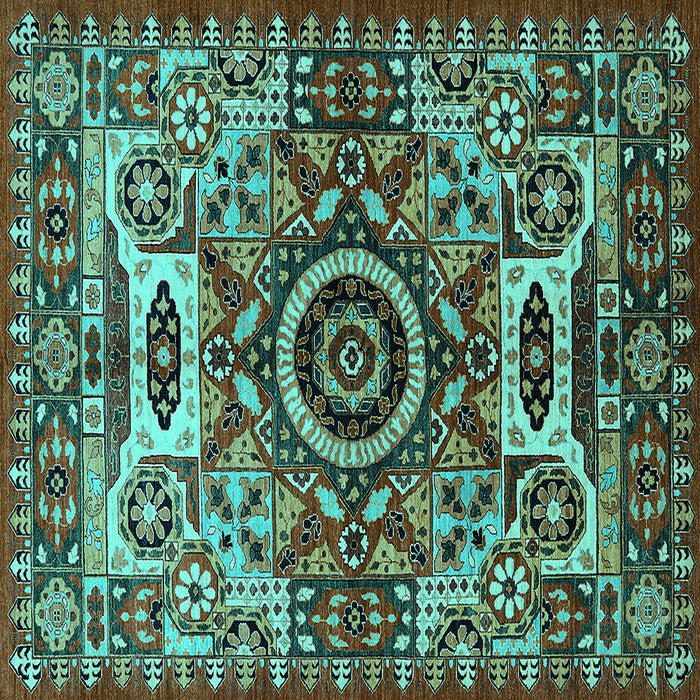 Square Oriental Turquoise Industrial Rug, urb1135turq