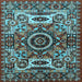 Square Machine Washable Oriental Light Blue Industrial Rug, wshurb1135lblu