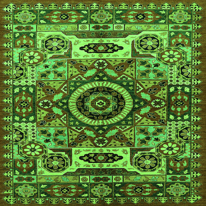 Square Oriental Green Industrial Rug, urb1135grn