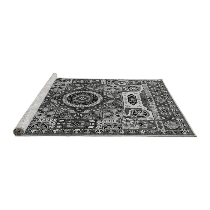Sideview of Machine Washable Oriental Gray Industrial Rug, wshurb1135gry
