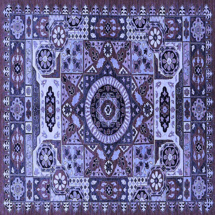 Square Machine Washable Oriental Blue Industrial Rug, wshurb1135blu