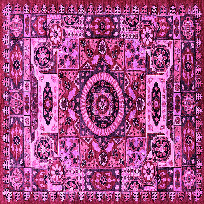 Square Machine Washable Oriental Pink Industrial Rug, wshurb1135pnk
