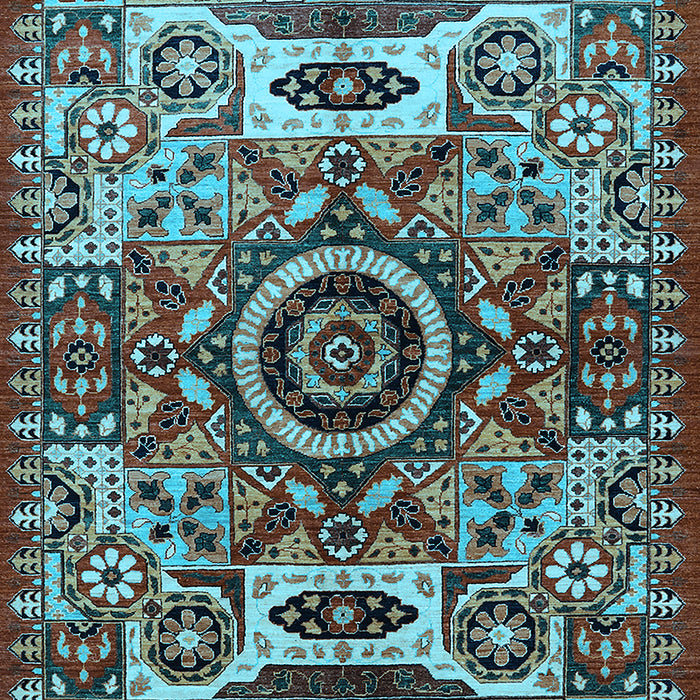 Machine Washable Oriental Light Blue Industrial Rug, wshurb1135lblu