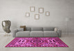 Machine Washable Oriental Pink Industrial Rug in a Living Room, wshurb1135pnk