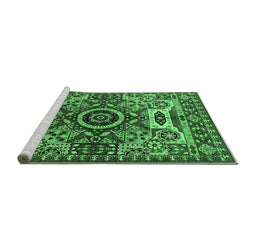 Sideview of Machine Washable Oriental Emerald Green Industrial Area Rugs, wshurb1135emgrn