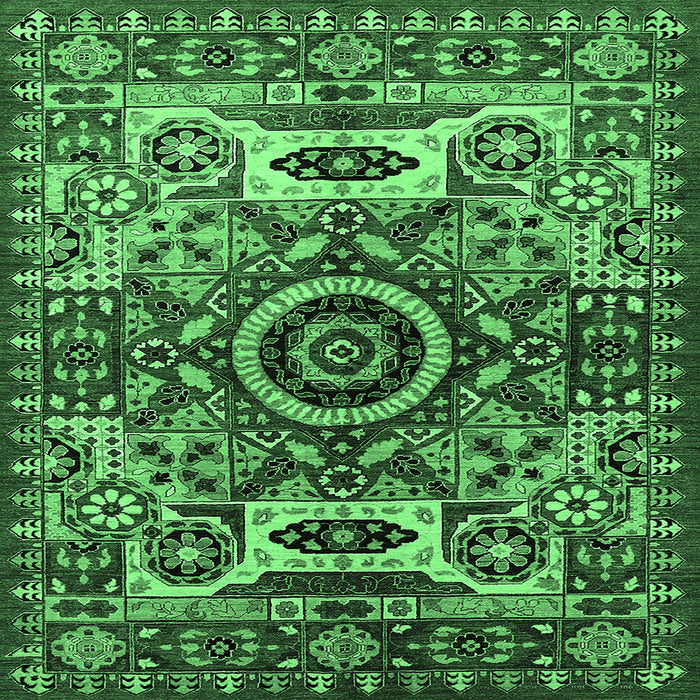 Square Oriental Emerald Green Industrial Rug, urb1135emgrn
