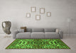 Machine Washable Oriental Green Industrial Area Rugs in a Living Room,, wshurb1135grn