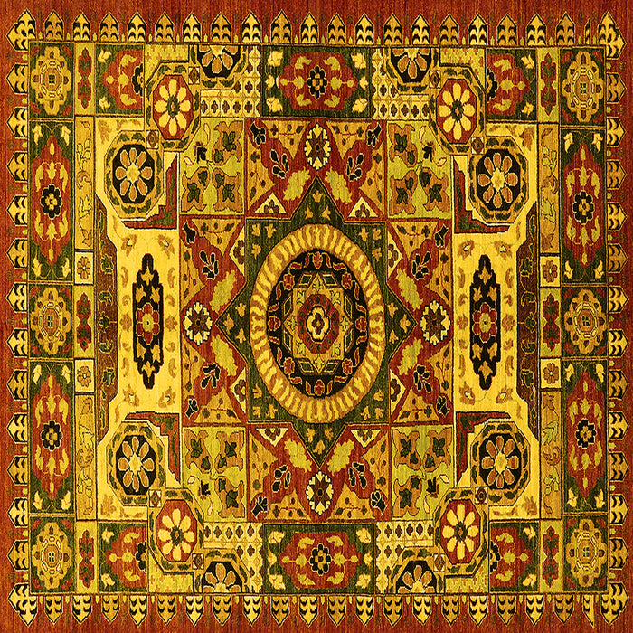 Square Machine Washable Oriental Yellow Industrial Rug, wshurb1135yw